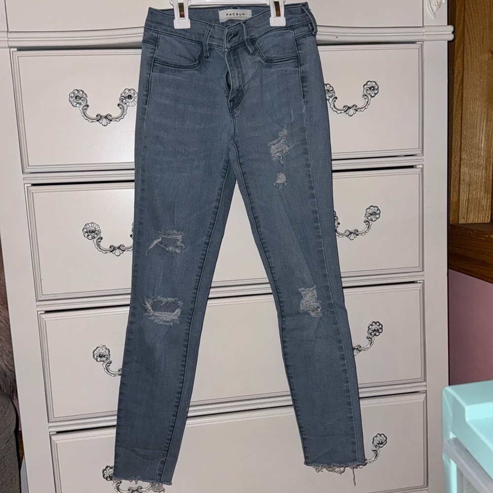 PacSun blue ripped jeggings, size 23W